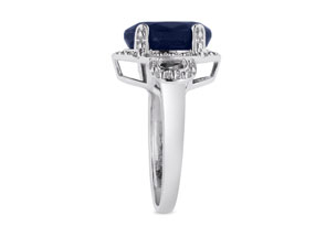 7 Carat Oval Shape Marble Sapphire & 2 Diamond Ring Crafted In Solid Sterling Silver, J-K By SuperJeweler