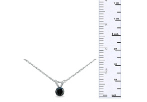 1/4 Carat Black Diamond Solitaire Pendant Necklace In Sterling Silver, 18 Inch Chain By SuperJeweler