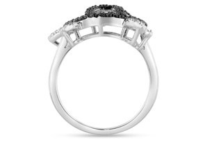 Black Diamond Turtle Ring Crafted In Solid Sterling Silver By SuperJeweler