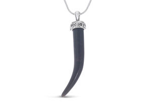 Men's Black Onyx Italian Horn Necklace, 18 Inches | SuperJeweler.com