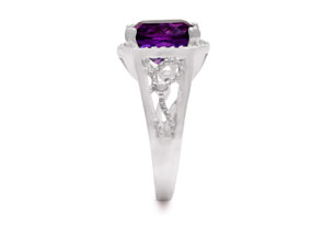 5 Carat Cushion Cut Halo Style Amethyst Ring Crafted In Solid Sterling Silver By SuperJeweler