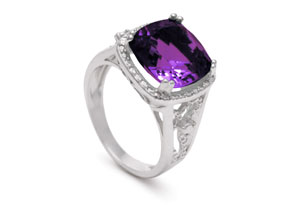 5 Carat Cushion Cut Halo Style Amethyst Ring Crafted In Solid Sterling Silver By SuperJeweler