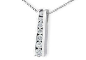 1/4 Carat Ladder Style Journey Diamond Pendant Necklace In 14k White Gold (2 G), I/J, 18 Inch Chain By SuperJeweler