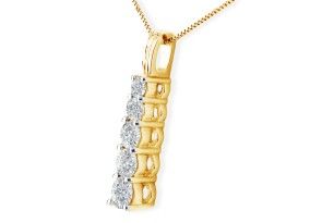 1/4 Carat Stick Style Journey Diamond Pendant Necklace In 14k Yellow Gold (2.7 G), , 18 Inch Chain By SuperJeweler