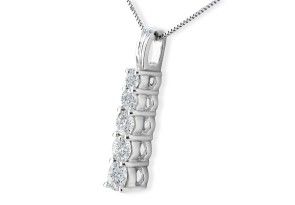 3/4 Carat Stick Style Journey Diamond Pendant Necklace In 14k White Gold (3.1 G), , 18 Inch Chain By SuperJeweler