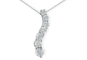 1/2 Carat Curve Style Journey Diamond Pendant Necklace In 14k White Gold (2.7 G), G/H SI3, 18 Inch Chain By SuperJeweler
