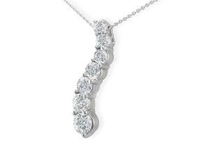 1/2 Carat Curve Style Journey Diamond Pendant Necklace In 14k White Gold (2.7 G), G/H SI3, 18 Inch Chain By SuperJeweler