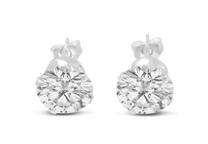 4 Carat Diamond Size Cubic Zirconia Stud Earrings, Sterling Silver By SuperJeweler