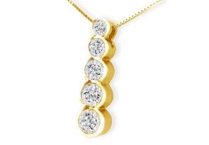 1/2 Carat Bezel Set Journey Diamond Pendant Necklace In 14k Yellow Gold (3.2 G), I/J, 18 Inch Chain By SuperJeweler