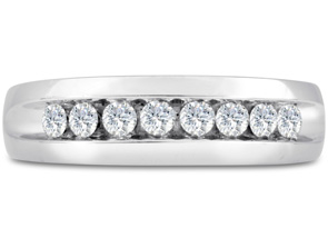 Men's 1/2 Carat Diamond Wedding Band In 14K White Gold (I-J, I1-I2), 6.57mm Wide By SuperJeweler
