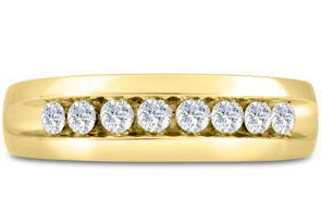 Men's 1/2 Carat Diamond Wedding Band In 14K Yellow Gold (I-J, I1-I2), 6.57mm Wide By SuperJeweler