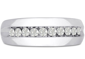 Men's 1/2 Carat Diamond Wedding Band In 14K White Gold (I-J, I1-I2), 7.80mm Wide By SuperJeweler