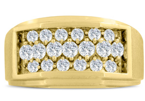 Men's 1 Carat Diamond Wedding Band In 10K Yellow Gold (J-K, I2), 11.73mm Wide By SuperJeweler