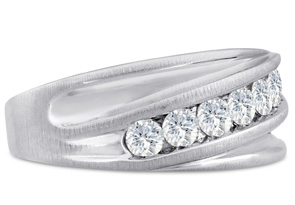 Men's 1 Carat Diamond Wedding Band In 14K White Gold (I-J, I1-I2), 10.21mm Wide By SuperJeweler