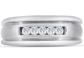 Men's 1/4 Carat Diamond Wedding Band In 14K White Gold (I-J, I1-I2), 8.61mm Wide By SuperJeweler