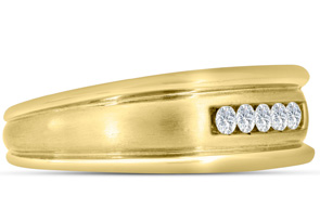 Men's 1/4 Carat Diamond Wedding Band In 14K Yellow Gold (I-J, I1-I2), 8.61mm Wide By SuperJeweler