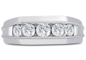 Men's 1 Carat Diamond Wedding Band In 14K White Gold (I-J, I1-I2), 8.33mm Wide By SuperJeweler