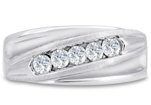 Men's 3/5 Carat Diamond Wedding Band In 14K White Gold (I-J, I1-I2), 9.50mm Wide By SuperJeweler