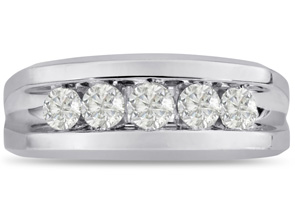 Men's 1 Carat Diamond Wedding Band In 14K White Gold (I-J, I1-I2), 8.85mm Wide By SuperJeweler