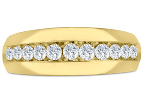 Men's 1 Carat Diamond Wedding Band In 14K Yellow Gold (I-J, I1-I2), 8.40mm Wide By SuperJeweler