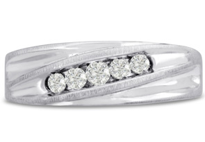 Men's 1/4 Carat Diamond Wedding Band In 14K White Gold (I-J, I1-I2), 7.30mm Wide By SuperJeweler