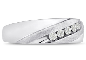 Men's 1/4 Carat Diamond Wedding Band In 10K White Gold (J-K, I2), 6.89mm Wide By SuperJeweler