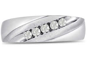 Men's 1/4 Carat Diamond Wedding Band In 14K White Gold (I-J, I1-I2), 6.89mm Wide By SuperJeweler