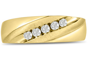 Men's 1/4 Carat Diamond Wedding Band In 14K Yellow Gold (I-J, I1-I2), 6.89mm Wide By SuperJeweler