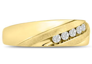Men's 1/4 Carat Diamond Wedding Band In 14K Yellow Gold (I-J, I1-I2), 6.89mm Wide By SuperJeweler