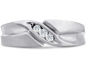 Men's 1/10 Carat Diamond Wedding Band In 10K White Gold (J-K, I2), 6.73mm Wide By SuperJeweler