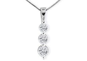 2 Carat Three Diamond Drop Style Diamond Pendant Necklace In 14k White Gold, I/J, 18 Inch Chain By SuperJeweler