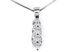 2 Carat Three Diamond Drop Style Diamond Pendant Necklace In 14k White Gold, I/J, 18 Inch Chain By SuperJeweler