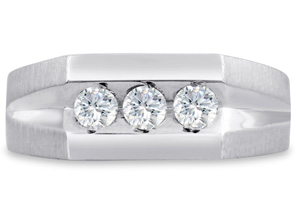 Men's 1/2 Carat Diamond Wedding Band In 14K White Gold (I-J, I1-I2), 8.70mm Wide By SuperJeweler