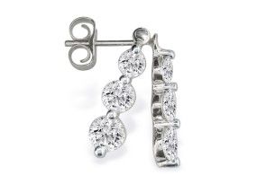 1/4 Carat Three Diamond Drop Style Diamond Earrings In 14k White Gold, I/J By SuperJeweler