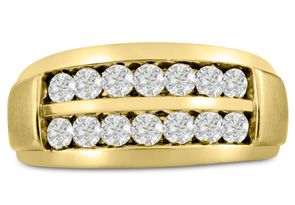 Men's 1 Carat Diamond Wedding Band In 10K Yellow Gold (J-K, I2), 10.56mm Wide By SuperJeweler