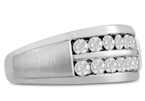 Men's 1 Carat Diamond Wedding Band In 14K White Gold (I-J, I1-I2), 10.56mm Wide By SuperJeweler