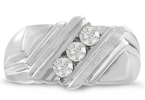 Men's 1/4 Carat Diamond Wedding Band In 10K White Gold (J-K, I2), 10.19mm Wide By SuperJeweler
