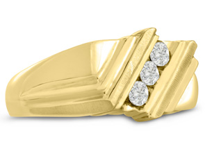 Men's 1/4 Carat Diamond Wedding Band In 10K Yellow Gold (J-K, I2), 10.19mm Wide By SuperJeweler