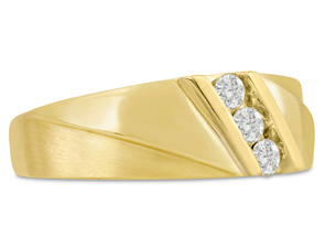 Men's 1/4 Carat Diamond Wedding Band In 10K Yellow Gold (J-K, I2), 8.24mm Wide By SuperJeweler