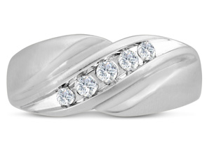 Men's 1/3 Carat Diamond Wedding Band In 14K White Gold (I-J, I1-I2), 9.61mm Wide By SuperJeweler