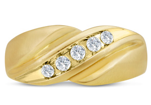 Men's 1/3 Carat Diamond Wedding Band In 14K Yellow Gold (I-J, I1-I2), 9.61mm Wide By SuperJeweler