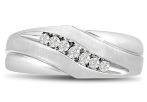 Men's 1/10 Carat Diamond Wedding Band In 14K White Gold (I-J, I1-I2), 8.0mm Wide By SuperJeweler
