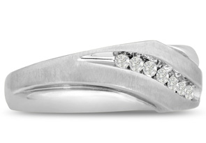 Men's 1/10 Carat Diamond Wedding Band In 14K White Gold (I-J, I1-I2), 8.0mm Wide By SuperJeweler