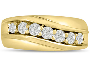 Men's 1 Carat Diamond Wedding Band In 10K Yellow Gold (J-K, I2), 9.88mm Wide By SuperJeweler