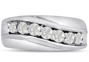 Men's 1 Carat Diamond Wedding Band In 14K White Gold (I-J, I1-I2), 9.88mm Wide By SuperJeweler
