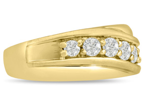 Men's 1 Carat Diamond Wedding Band In 14K Yellow Gold (I-J, I1-I2), 9.88mm Wide By SuperJeweler
