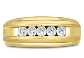 Men's 1/2 Carat Diamond Wedding Band In 10K Yellow Gold (J-K, I2), 9.0mm Wide By SuperJeweler
