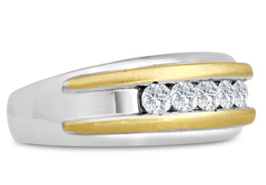 Men's 1/2 Carat Diamond Wedding Band In 14K Two-Tone Gold (I-J, I1-I2), 9.0mm Wide By SuperJeweler