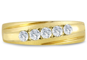 Men's 1/2 Carat Diamond Wedding Band In 10K Yellow Gold (J-K, I2), 6.67mm Wide By SuperJeweler