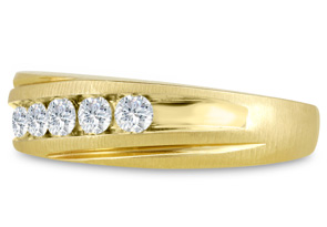 Men's 1/2 Carat Diamond Wedding Band In 10K Yellow Gold (J-K, I2), 6.67mm Wide By SuperJeweler